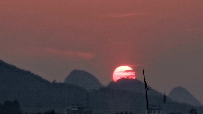 太阳下山延时摄影 夕阳下山