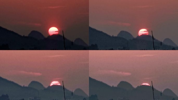 太阳下山延时摄影 夕阳下山