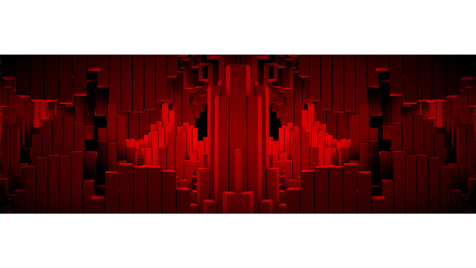 【宽屏时尚背景】红黑抽象方柱光影韵律空间