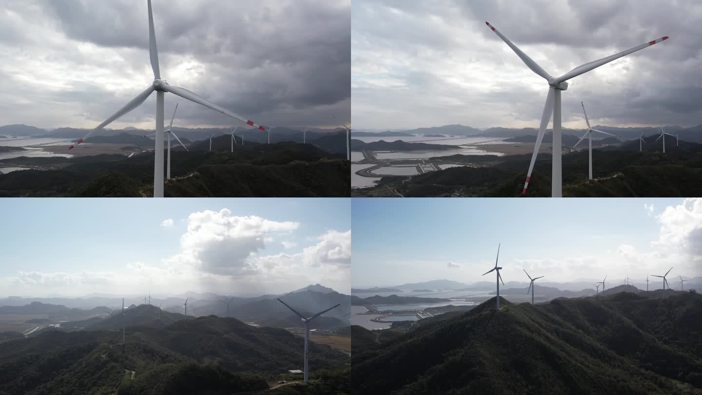 山顶风力发电风车