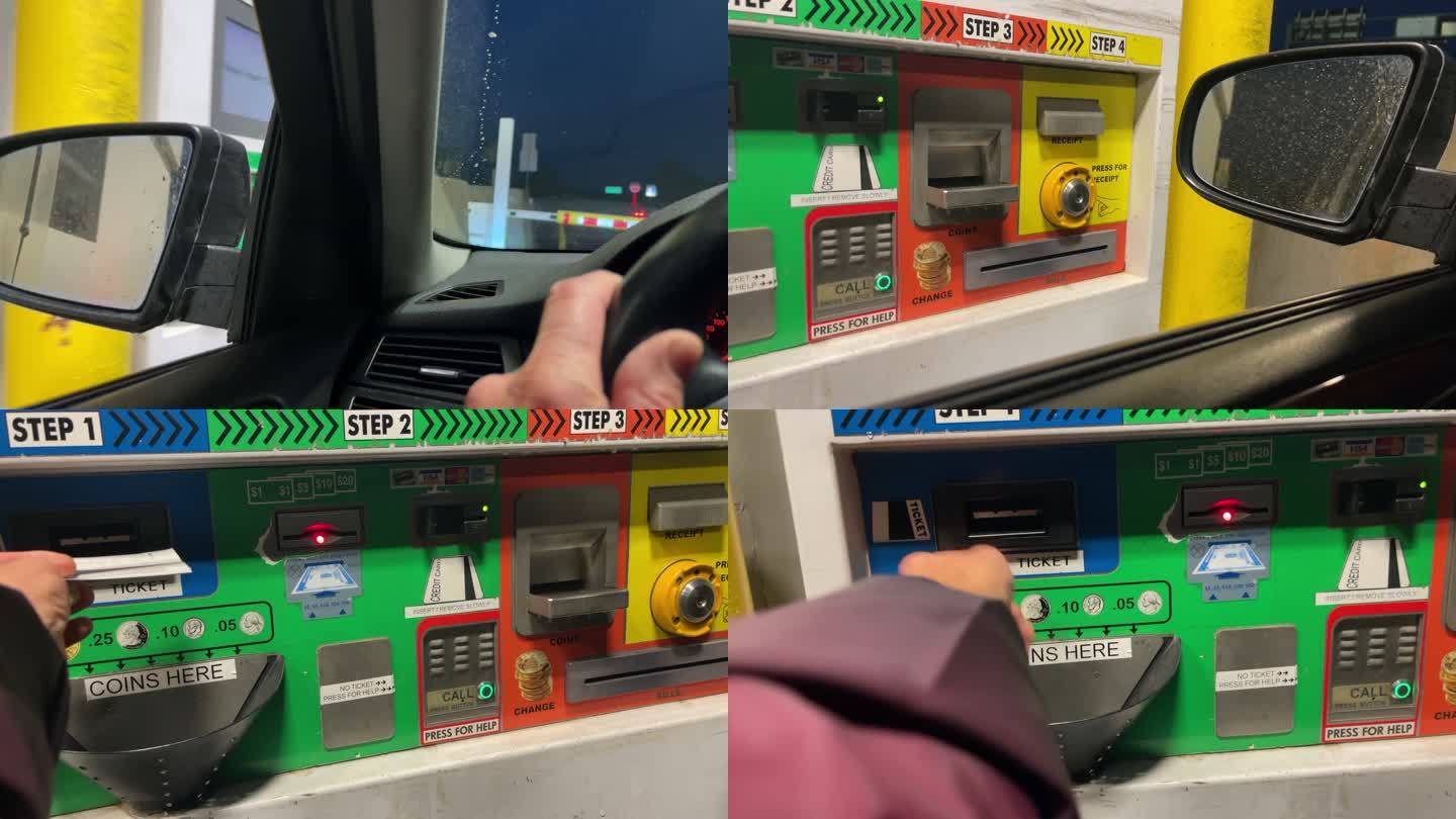 美国堪萨斯州中西部70号州际公路自动售票机自动收费汽车司机POV