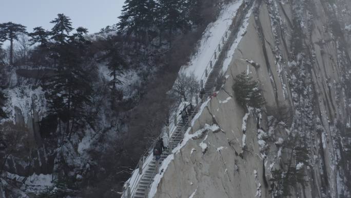 冬季陕西华山航拍4k雪景