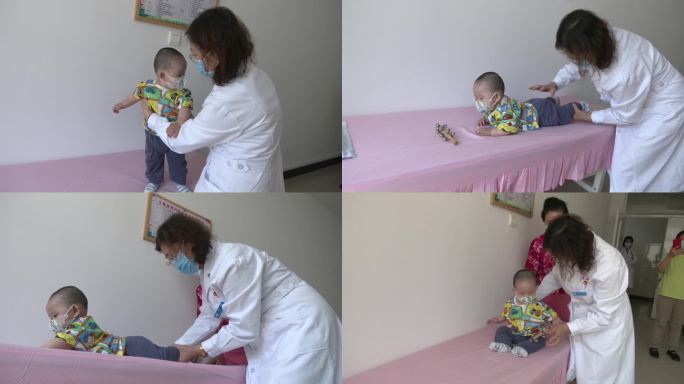 儿科大夫医生给小孩检查身体各项指标