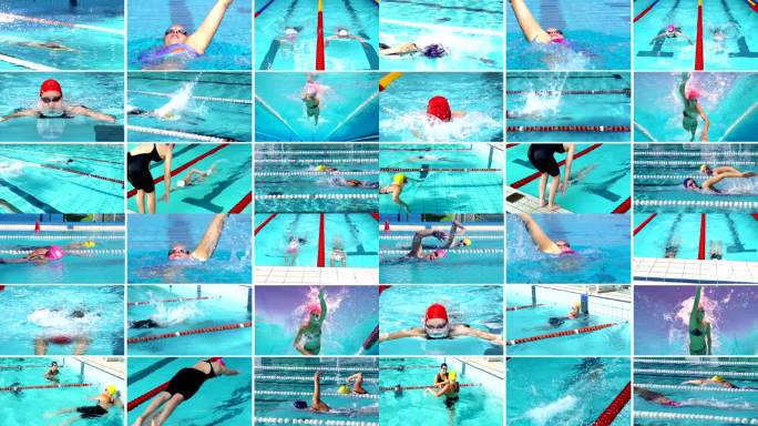HD MONTAGE：美女表演游泳运动动作