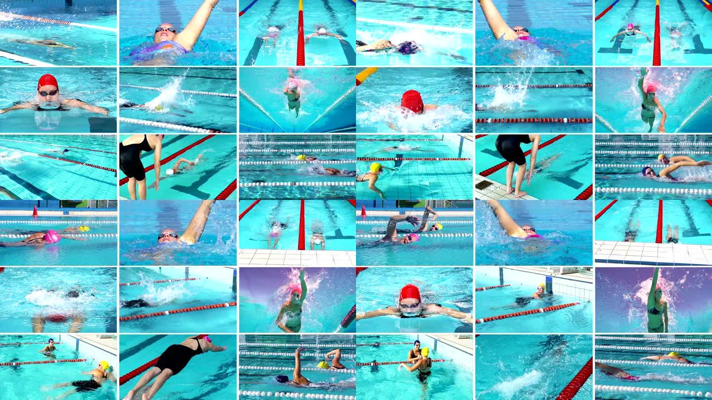 HD MONTAGE：美女表演游泳运动动作