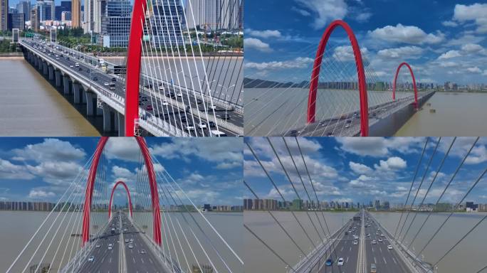 杭州之江大桥航拍4k