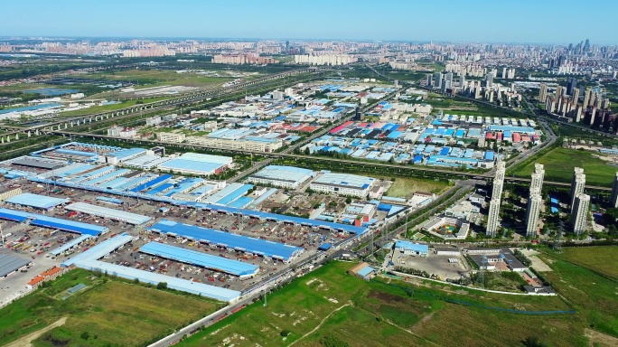 天津工业全景航拍，工业园全景
