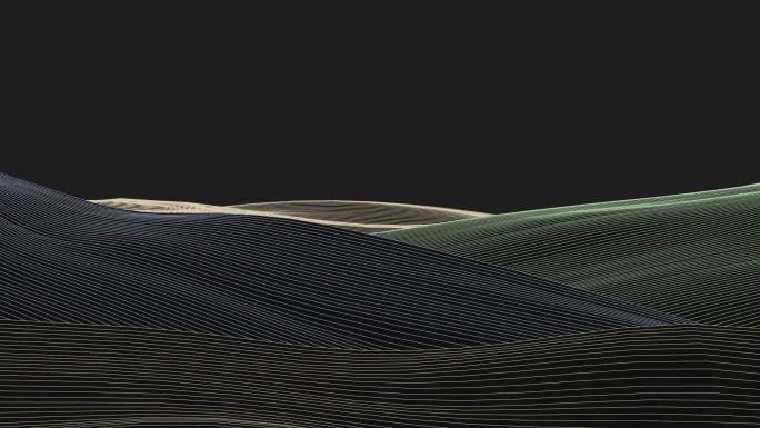 抽象线条波动的山海浪（彩色，黑白两款）