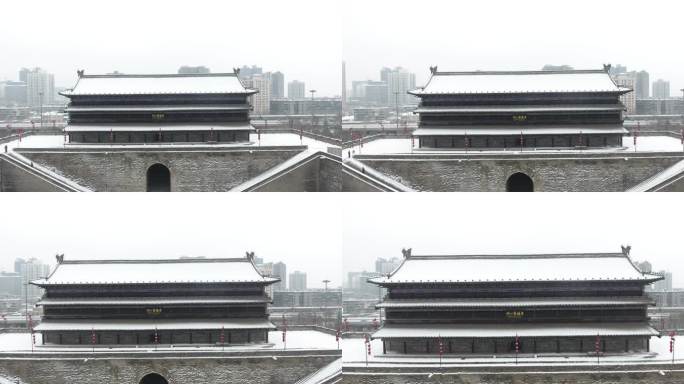 西安城墙北门安远门雪景