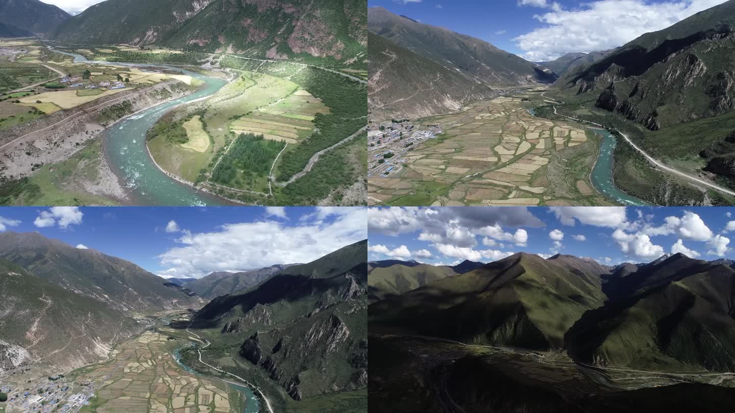 西藏山谷航拍高原航拍