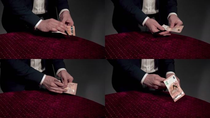 魔术师表演魔术魔术师纸币串口恢复手部特写