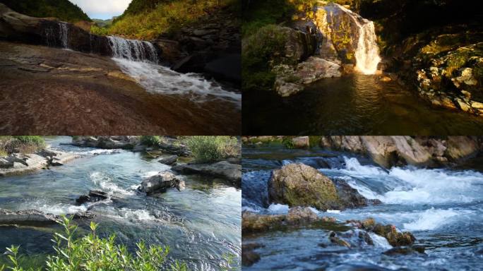 山泉瀑布泉水流水高山流水山涧溪流