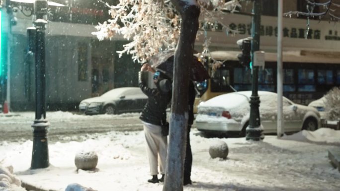 哈尔滨 中央大街 清理断树 积雪