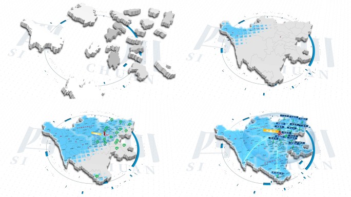 4K四川地图区位辐射地理位置