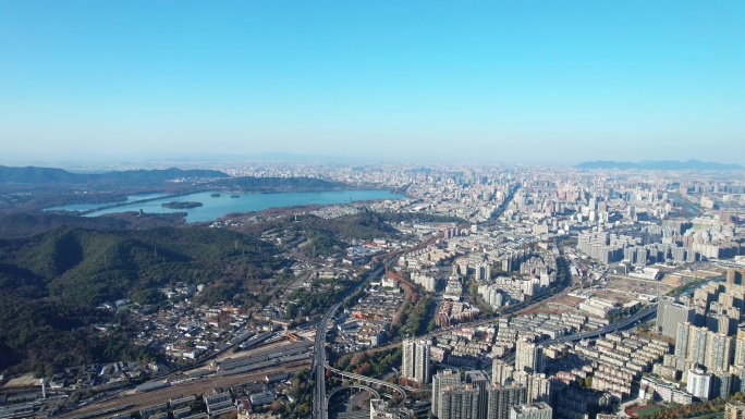 航拍杭州城市大景 上城区