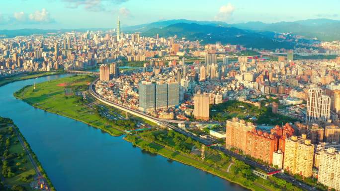 台湾台北鸟瞰图金融中心cbd城市商业台湾
