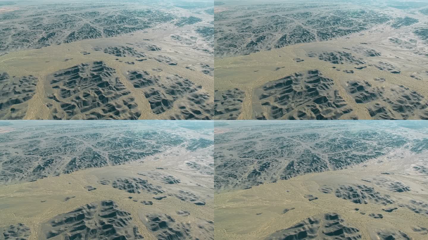 中国新疆格比沙漠的航拍照片。