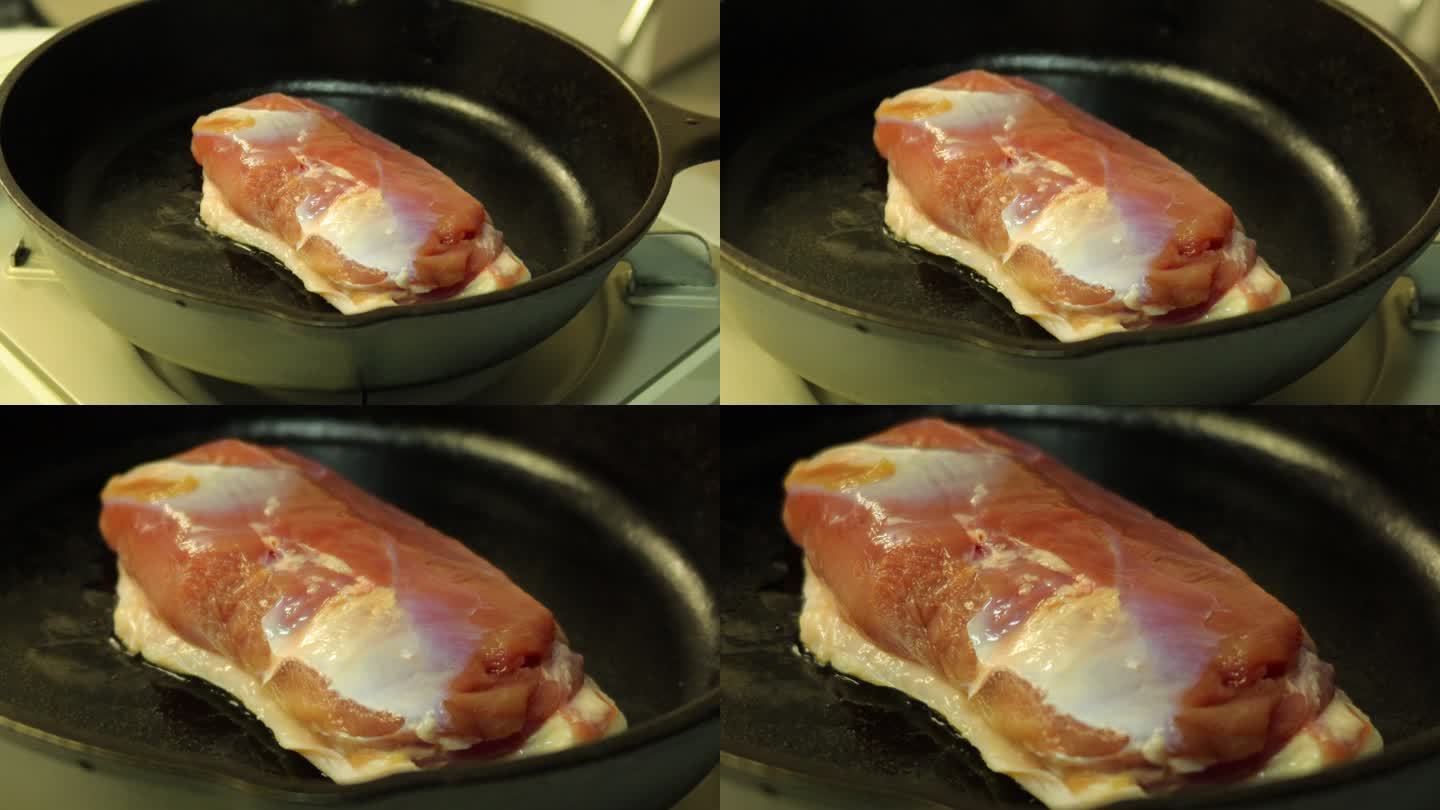 铁锅煎鸭胸肉烤肉