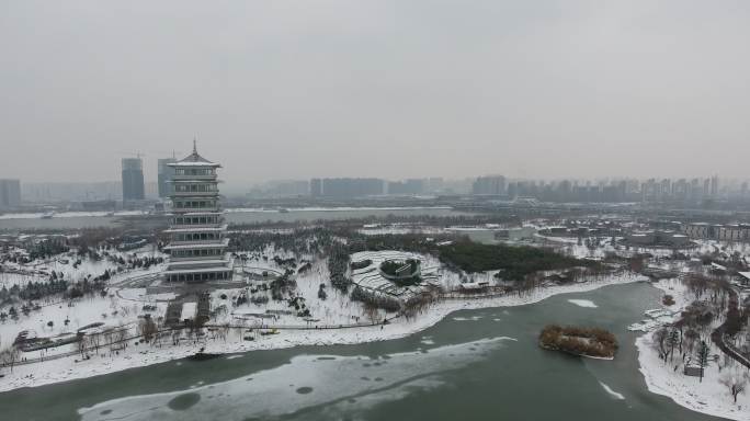 西安世园会长安塔雪景