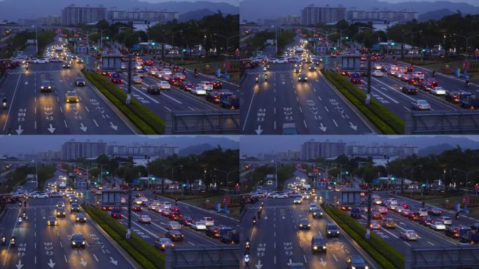 台湾夜间交通景观台湾省车流公路