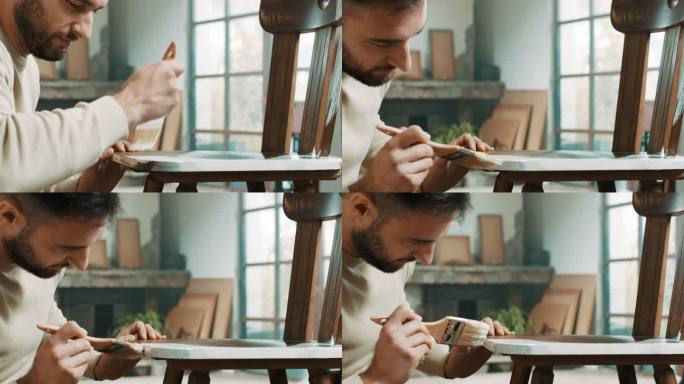 男木工绘画椅刷漆手工