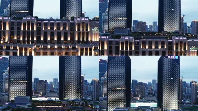 上海苏州河星荟大厦夜景航拍视频4K