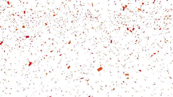 可循环下降的橙色和红色五彩纸屑与阿尔法频道4K