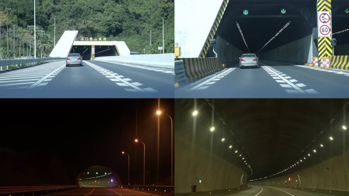 白天高速公路夜晚进入隧道 4K60P