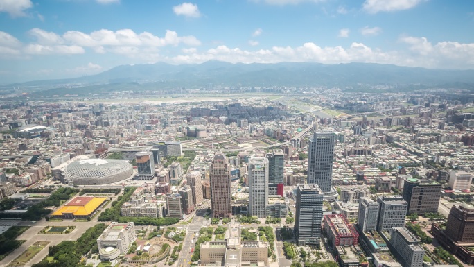4K时间流逝：台湾台北城市景观鸟瞰图
