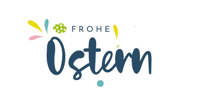复活节快乐德语文本（Frohe Ostern）背景，海报。4k动画