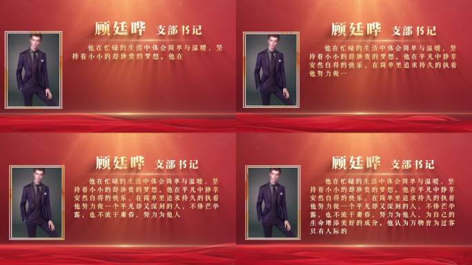 红色党政人物介绍照片表彰颁奖AE模板