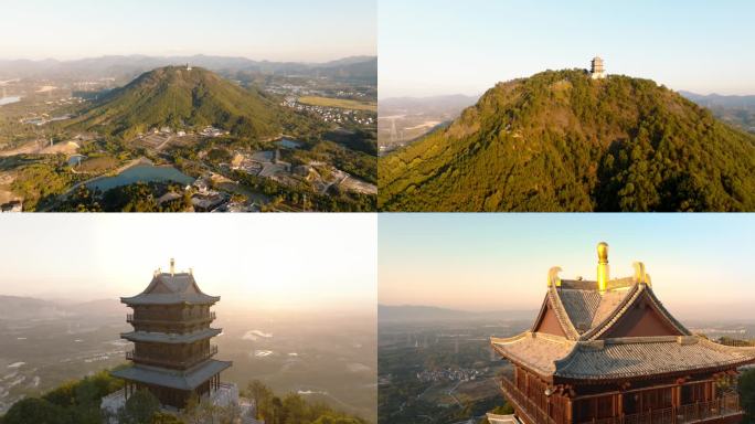 航拍浙江金华金东区积道山风景区