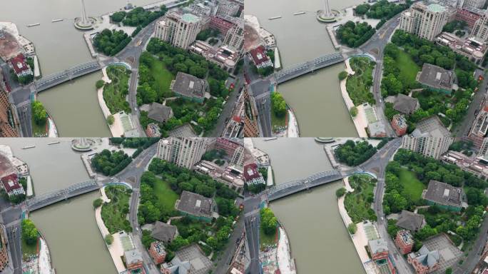 上海苏州河 外白渡桥航拍视频 4K