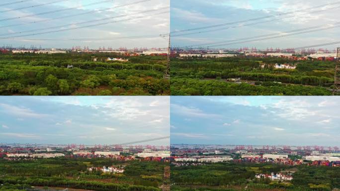 上海 外高桥 码头 全景 航拍视频 4K