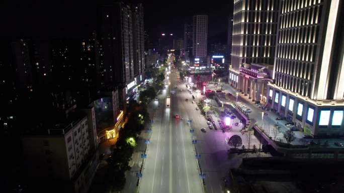 十堰环球港及北京路立交桥夜景航拍
