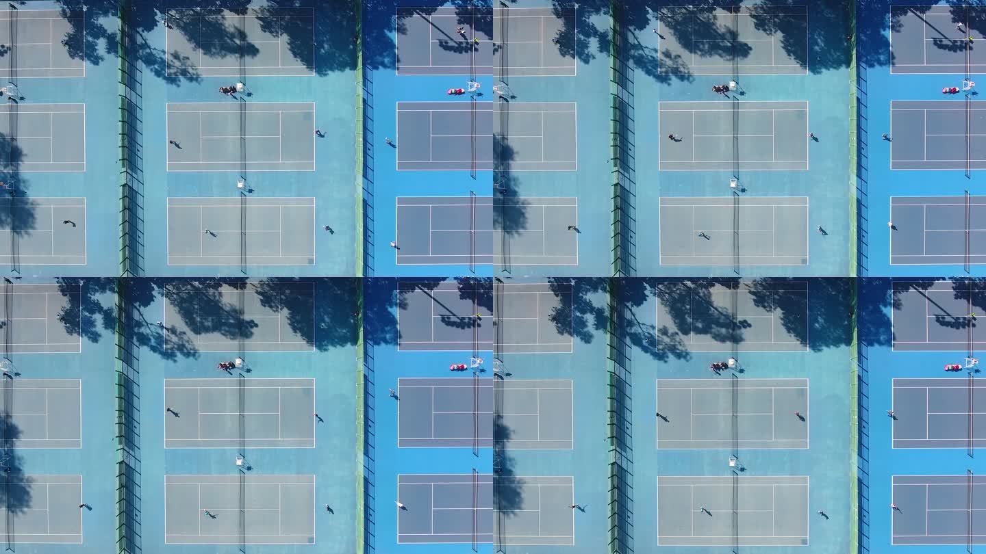 中国网球场鸟瞰图实拍航拍俯拍
