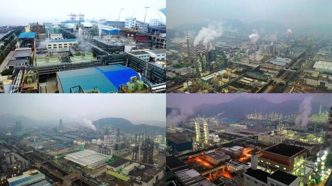工业区化工厂航拍大气污染