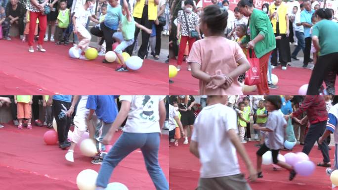 社区学校亲子运动会踩气球