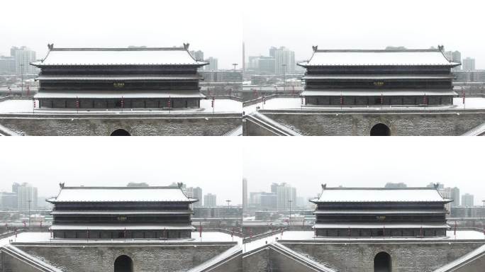 西安城墙北门安远门雪景
