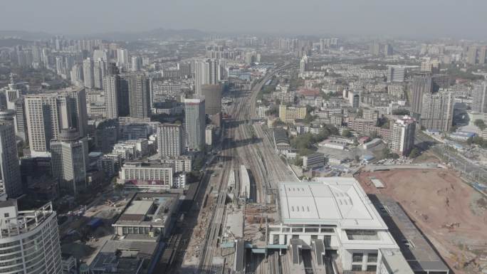 株洲火车站建设4K新车站建设2021素材