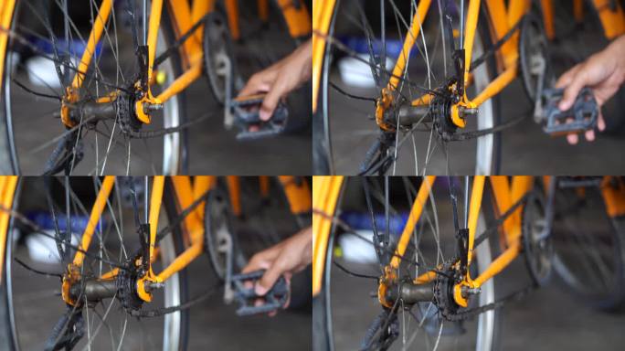 维修自行车保养维修自行车旋转踏板车轮