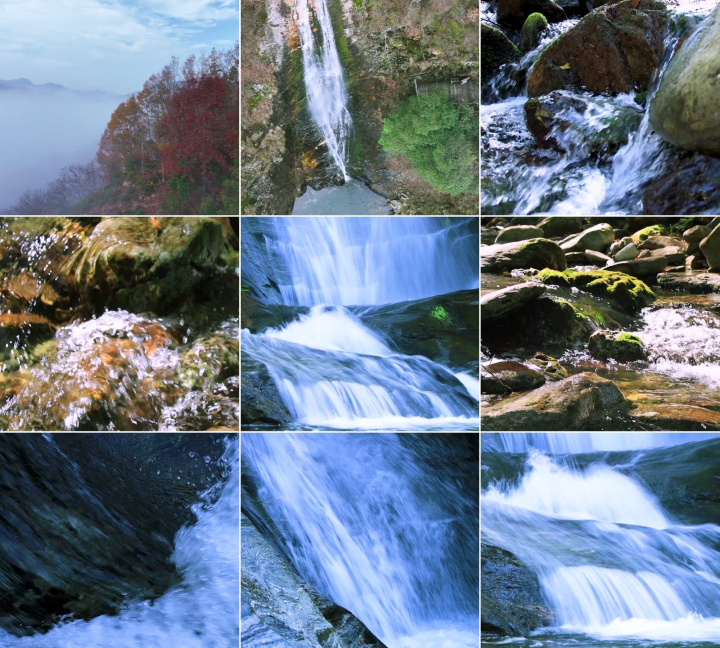天然山林瀑布溪水山泉水溪流清澈水源地合集