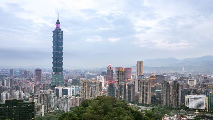 4K时间流逝：台湾台北城市景观鸟瞰图