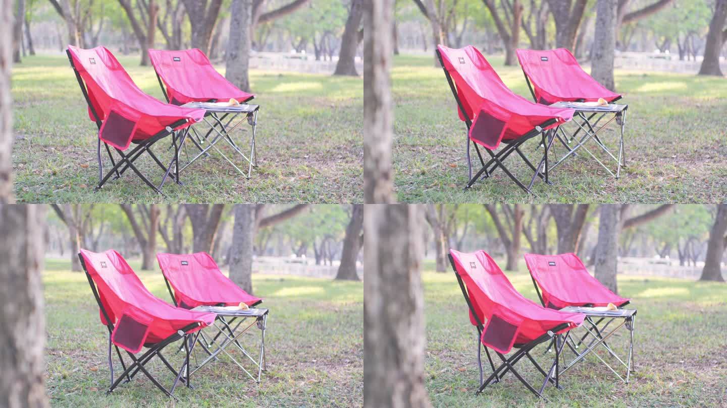 公园露营用的两把椅子