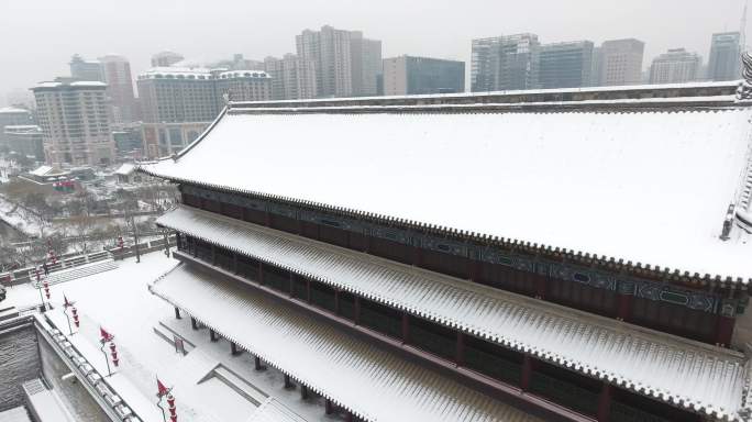 西安永宁门城墙雪景