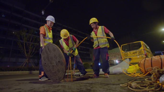 水务局 夜晚供水自来水下水道抢修 抢险