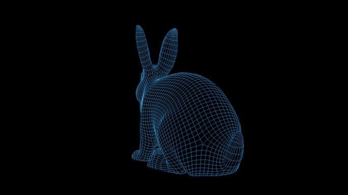 原创三维兔子科技线框视频素材