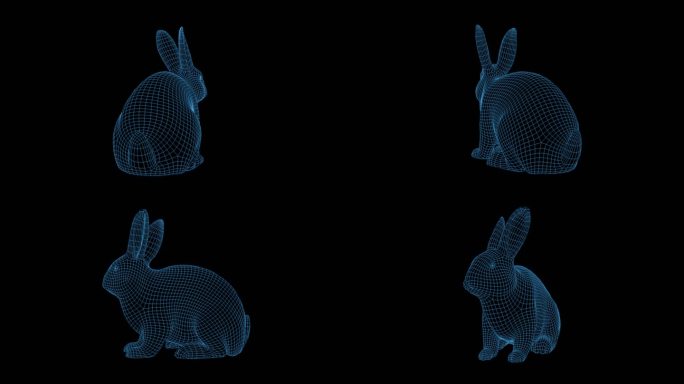 原创三维兔子科技线框视频素材