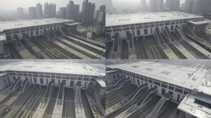株洲火车站建设4K新车站建设2021素材