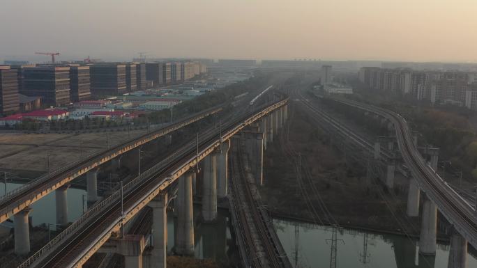 4K原素材-航拍上海虹桥铁路枢纽